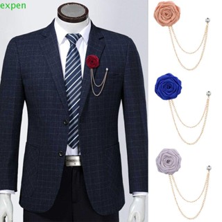 Expen เครื่องประดับเกาหลีสูทผู้ชายโซ่กุหลาบดอกไม้เสื้อ Corsage พู่ตราเข็มกลัด Pins