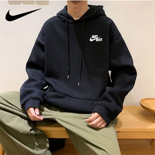 Nike เสื้อกันหนาวลําลอง มีฮู้ด ผ้าฝ้าย 100% ทรงหลวม ขนาดใหญ่ สําหรับผู้ชาย และผู้หญิง
