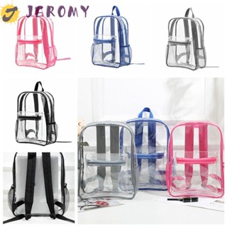 Jeromy กระเป๋าเป้สะพายหลัง Pvc ใส กันน้ํา ความจุขนาดใหญ่ มีซิป มองเห็นได้ สําหรับเล่นกีฬา