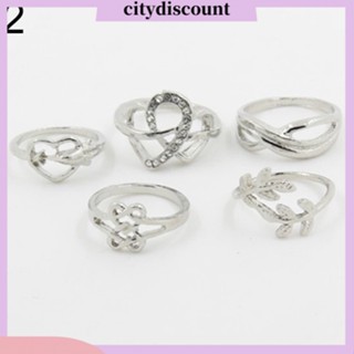 &lt;citydiscount&gt; ชุดเครื่องประดับ แหวนนิ้วกลาง แฟชั่นสําหรับผู้หญิง 5 ชิ้น