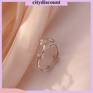 &lt;citydiscount&gt; แหวนชุบไฟฟ้า รูปกิ่งไม้ ใบไม้ แบบบาง ปรับขนาดได้ ทนต่อการเสียดสี เครื่องประดับ