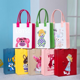 Felt bag printing cartoon handbag childrens handbag large-capacity handbag strawberry bear shopping bag