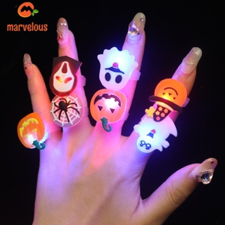 [Halloween Decor] แหวนไฟ LED รูปฟักทองผี กะโหลก เรืองแสง สําหรับปาร์ตี้ฮาโลวีน 10 ชิ้น