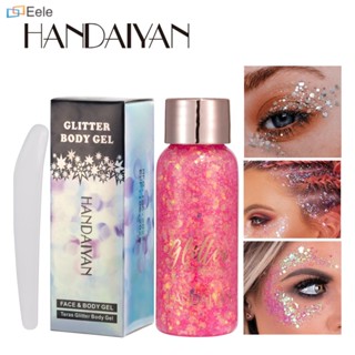 HANDAIYAN Liquid Glitter Eye Shadow Gel Cream Pearlescent Sequins Pigment for Body Hair Face Shining Cream Stage Party Flash Decor ↑Eele