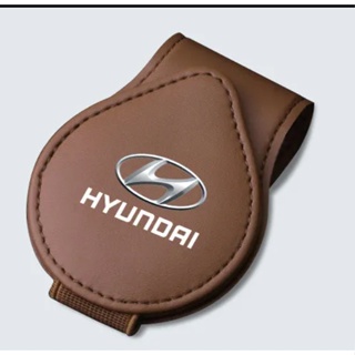 Hyundai LOGO car sun visor card business card leather storage clip PALISADE Sonata Elantra Santa Fe Tucson GENESIS Veloster Azera ix25 IX35 interior modification storage glasses clip sunglasses flip holder