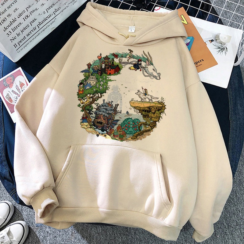 เสื้อกันหนาว เสื้อฮู้ดดี้ คอสเพลย์ การ์ตูนญี่ปุ่น Studio Ghibli Totoro 90s Miyazaki Hayao Graphic Kawaii สําหรับผู้ชาย
