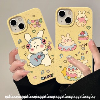 เคสโทรศัพท์มือถือ แบบนิ่ม ลายการ์ตูนกระต่ายน่ารัก ย่อยสลายได้ สําหรับ IPhone 8Plus 11 13 14 12 15 Pro MAX 7Plus XR X XS MAX 7 8s 15 6 6 Plus