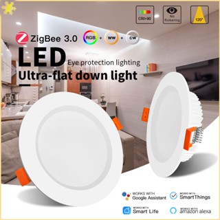 [LBE] Zigbee3.0 6w 12w Rgbcct Led Downlight Cri 90+ สมาร์ทเพดานปิดภาคเรียน App Voice Alexa Zigbee2mqtt Conbee Tuya