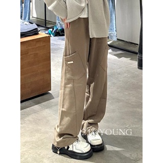 2TOYOUNG  กางเกงขายาว คาร์โก้ กางเกง เชือกอเมริกันคลาสิค Cargo pants 2023 NEW 072037 ทันสมัย Korean Style Unique รุ่นใหม่ A20M00M 36Z230909