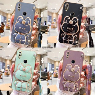 เคส Vivo Y93 เคส Vivo Y95 Y91 เคส Vivo Y91C Y91i Casing Vivo Y85 V9 Case Vivo V11 Pro Y91D Case Vivo Y1S Y93S Case Vivo Y97 Case Cartoon Stand Vanity Mirror Case Bunny Rabbit Holder Crossbody Phone Strap Cover Cassing Cases Case KD การ์ตูน ขาตั้ง