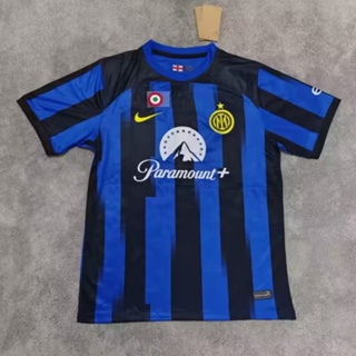 เสื้อกีฬาแขนสั้น ลายทีมชาติฟุตบอล Inter Home Jersey S-XXL 23-24 ชุดเหย้า สําหรับผู้ชาย AAA