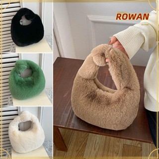 Rowans กระเป๋าคลัทช์ หูหิ้ว ประดับขนฟู แฟชั่น