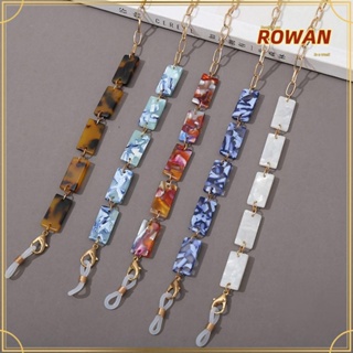 ROWANS สายโซ่คล้องคอ อะคริลิค ทรงสี่เหลี่ยมผืนผ้า ลายเสือดาว สไตล์โบฮีเมียน แฟชั่น สําหรับหน้ากากอนามัย