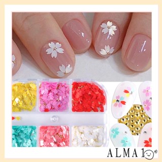 ALMA ดอกซากุระ อะคริลิค สําหรับตกแต่งเล็บ DIY 6 ช่อง