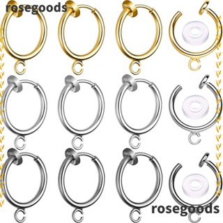 Rosegoods1 ต่างหูแบบหนีบ, ทอง, เงิน, ดํา, ตัวแปลงต่างหูโลหะ สีโรสโกลด์, ส่วนประกอบการค้นพบต่างหูคลิปงานฝีมือแฮนด์เมดคู่รัก