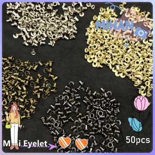 MIHAN 50pcs Hot Metal Eyelet Buttons Mini Ultra-small Doll Bags Accessories Belt Buckle Sewing Accessory Stuffed Toys 1.5/2.0/2.5MM Shoes Clothes Diy Dolls Buckles/Multicolor