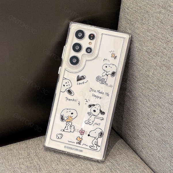 เคสโทรศัพท์มือถืออะคริลิคใส แบบแข็ง กันกระแทก ลายการ์ตูน Snoopy สําหรับ Samsung Galaxy S24 Ultra S23 Ultra 5G Case S23 Plus S22 S21 Note 20 Ultra 10 Plus A54 5G