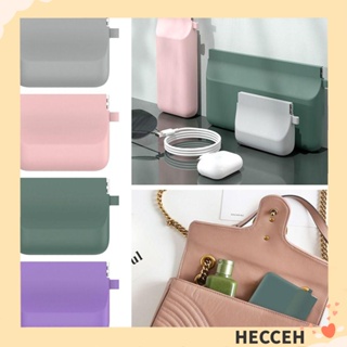 Hecceh กระเป๋าซิลิโคน กันน้ํา แบบพกพา สีพื้น สําหรับใส่หูฟัง เครื่องสําอาง เดินทางกลางแจ้ง