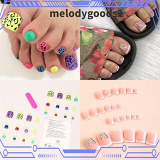 Melodygoods1 เล็บปลอม เล็บเท้าปลอม เล็บเท้า ใหม่ ปลายเล็บ สี่เหลี่ยม เต็มรูปแบบ