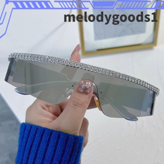 MELODYGOODS1 Y2k แว่นตากันแดด แวววาว อนาคต ไซเบอร์พังก์ ฮิปฮอป แว่นตาวันพีช