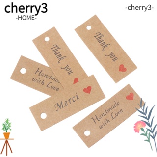 Cherry3 ป้ายแท็กกระดาษคราฟท์ แฮนด์เมด สําหรับตกแต่งเสื้อผ้า งานแต่งงาน ปาร์ตี้ 100 ชิ้น