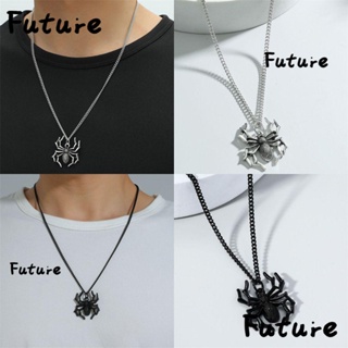 Future สร้อยคอโช้กเกอร์ จี้แมงมุม สีเงิน เครื่องประดับ ของขวัญ สไตล์พังก์ร็อค สําหรับผู้ชาย ผู้หญิง