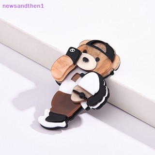 Newsandthen1 เข็มกลัดอะคริลิค รูปการ์ตูนหมีน่ารัก 3D สไตล์วินเทจ เครื่องประดับแฟชั่น สําหรับผู้หญิง