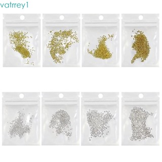 Vat1 ลูกปัดอัญมณี ขนาดเล็ก สีทอง สีเงิน สําหรับตกแต่งเล็บ DIY