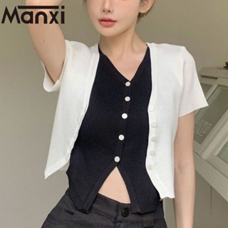 Manxi เสื้อเชิ้ตผู้หญิง เสื้อแฟชั่นผู้หญิง สะดวกสบาย  มีความรู้สึกของการออกแบบ  A99J2OM