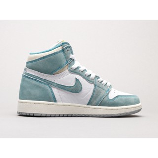 รองเท้าบาสเก็ตบอล Air jJORDAN 1 สีขาว และสีเขียว สําหรับผู้ชาย