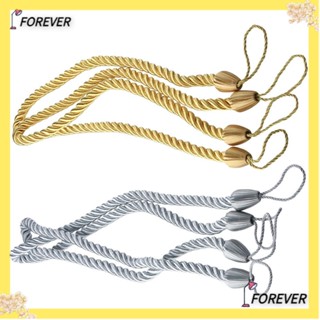 Forever เชือกผูกผ้าม่านโพลีเอสเตอร์ สีขาว สีทอง พร้อมสกรูโลหะ 4 ชิ้น สีเงิน 4 แพ็ค