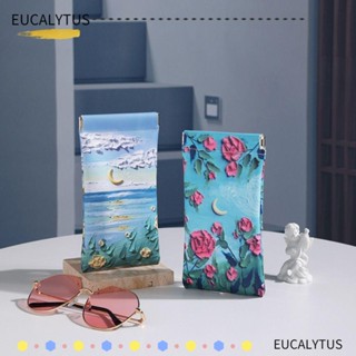 Eutus กระเป๋าเก็บแว่นตา หนัง PU พิมพ์ลายดอกไม้ สไตล์สร้างสรรค์