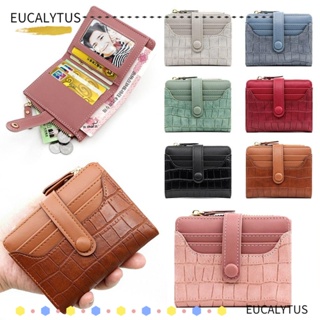 Eutus กระเป๋าสตางค์ หนัง PU ใบเล็ก มีซิป กันขโมย ใส่บัตรได้ แฟชั่นสําหรับสตรี