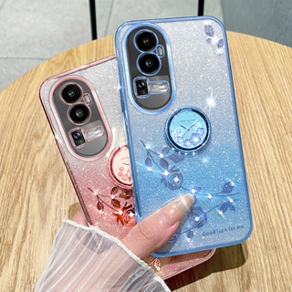 เคสโทรศัพท์มือถือ ซิลิโคนนิ่ม ไล่โทนสี พร้อมแหวนขาตั้ง สําหรับ OPPO Reno10 5G 10Pro 10Pro+ Reno10 Pro 5G Reno 10Pro+