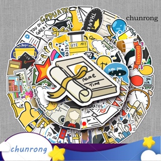 Chunrong สติกเกอร์ ลายการ์ตูนกราฟฟิตี้ กันน้ํา มีกาวในตัว ลอกออกได้ สําหรับติดตกแต่งโรงเรียน 50 ชิ้น