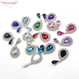 Purelove&gt; จี้รูปหยดน้ํา ประดับพลอยเทียม ทรงแบน DIY สําหรับตกแต่งเสื้อผ้า กระเป๋า