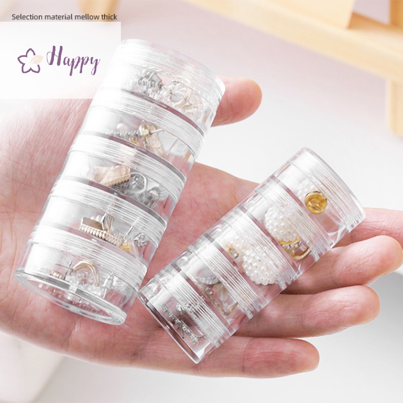 <Happybay> กล่องพลาสติก ทรงกลม มีซิป สําหรับเก็บเครื่องประดับ ต่างหู สร้อยข้อมือ