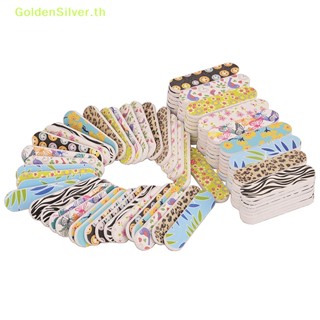 Goldensilver บล็อกบัฟเฟอร์ฟองน้ําขัดเล็บเจล ขนาดเล็ก สองสี 50 ชิ้น TH