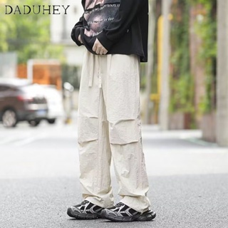 DaDuHey🔥 Mens and Womens 2023 Trendy Brand Fashion Loose Drawstring Paratrooper Pants Beautiful Retro High Street Vibe Style Overalls Dopamine Wear