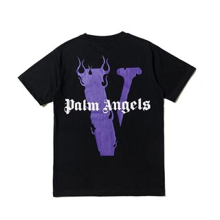 เสื้อยืดแขนสั้นแฟชั่น VLONE และ Palm Angels แฟชั่นผ้าฝ้ายคลาสสิค Unisex