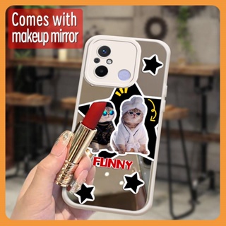 Raised lens Makeup mirror Phone Case For Redmi 12C/Redmi 11A 4G/Xiaomi POCO C55 lovely Full edging trend luxurious