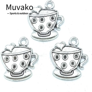 Muvako 50 ชิ้น ชา ถ้วย ชา โลหะผสมเงิน แก้วกาแฟ จี้ สร้อยคอ เครื่องประดับ ทําผู้หญิง