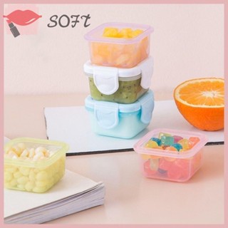 Softness กล่องแช่แข็ง พลาสติก ขนาดเล็ก แบบพกพา 7 สี พร้อมฝาปิด กันรั่ว อุปกรณ์เสริม สําหรับห้องครัว 2 ชิ้น