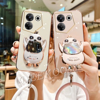 เคสโทรศัพท์มือถือนิ่ม ลายเป็ดน่ารัก พร้อมแหวนขาตั้ง สําหรับ Tecno Camon 20 Pro Premier Spark Go 2023 10C 10 Pro POVA 4 4G 5G Camon20Pro