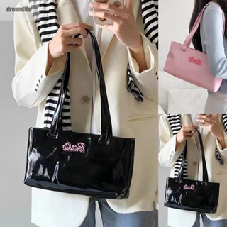 【DREAMLIFE】Girls Shiny Shoulder Bag Female Niche Design Horizontal Bag Underarm Fashion Bag