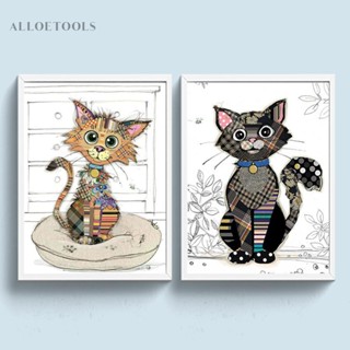 [alloetools.th] ชุดปักครอสสติตช์ ผ้าฝ้าย พิมพ์ลายการ์ตูนแมว 11CT