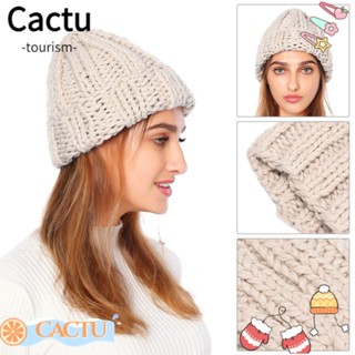 Cactu หมวกแก๊ป ผ้าขนสัตว์ถัก สีแคนดี้ สไตล์ฮิปฮอป แฟชั่นฤดูใบไม้ร่วง ฤดูหนาว