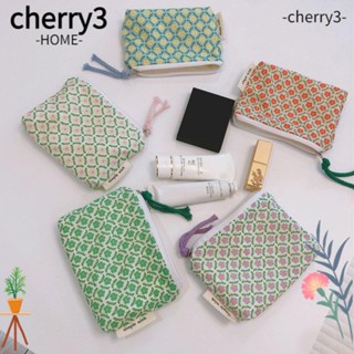 Cherry3 กระเป๋าเครื่องสําอาง ลายดอกไม้ ขนาดเล็ก แบบพกพา สําหรับเดินทาง