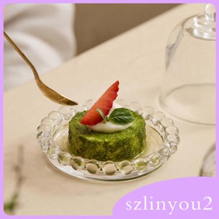 [szlinyou2] ถาดแก้วใส พร้อมฝาปิด สําหรับวางเค้ก ขนมหวาน คัพเค้ก