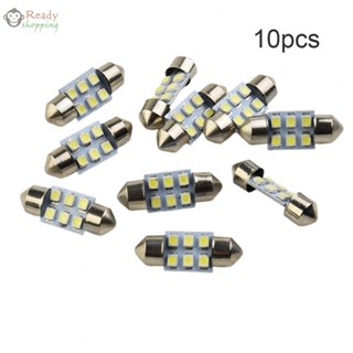 หลอดไฟ LED ทรงโดม สีขาว อุปกรณ์เสริม สําหรับตกแต่งภายในรถยนต์ 10 ชิ้น